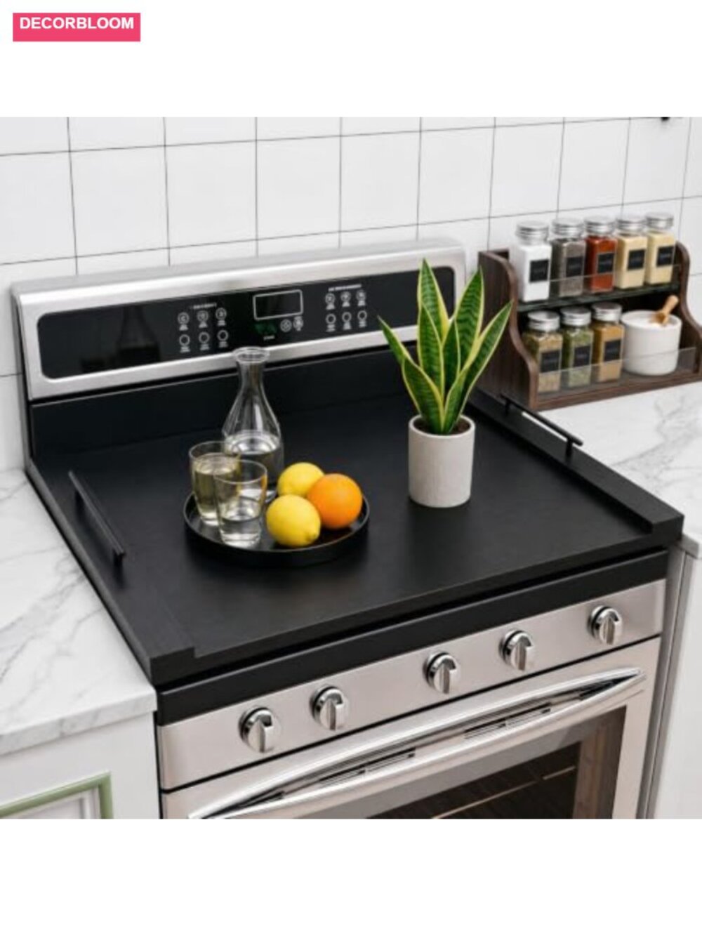 Wooden Stove Cover 30x22 with Handles Gas & Electric Cooktop Protector
